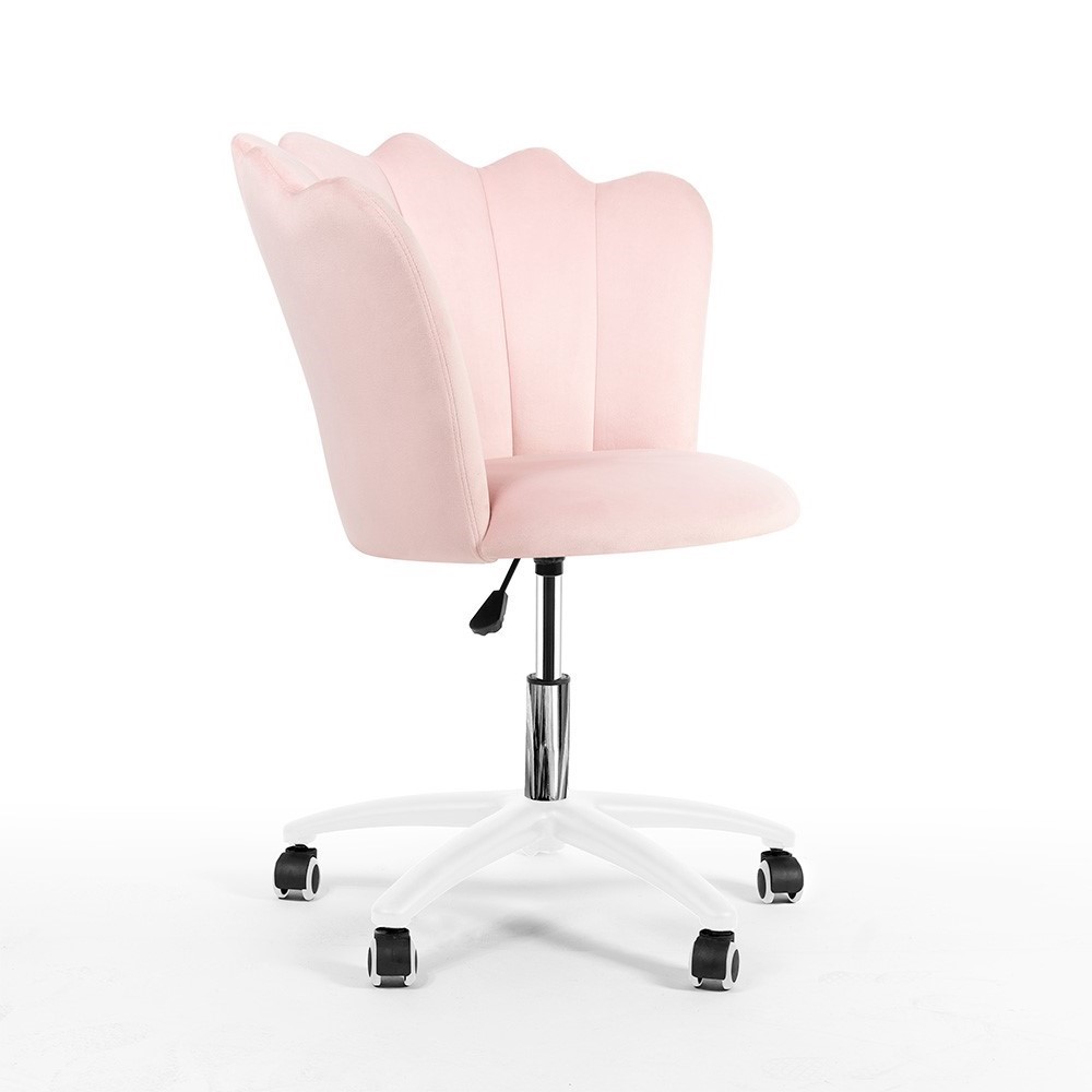 Krzesło obrotowe PRINCESSA - Krzesło obrotowe PRINCESSA różowy, noga biała